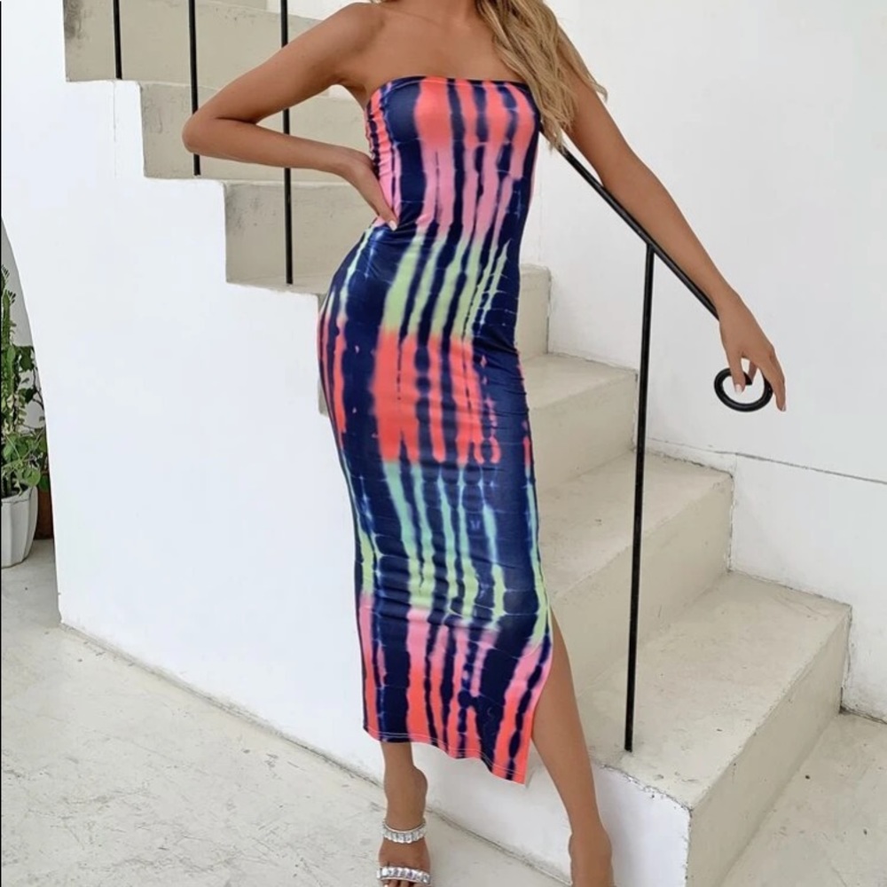 Tie Dye Tube Bodycon Dress